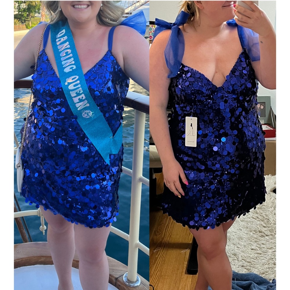 Blue Sequin Cocktail Dress
